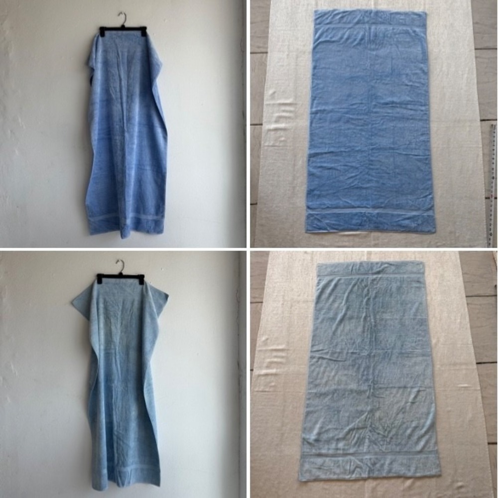2pc Vintage Sears Superplush‎ Bath Towels Blue Set Lot 2 USA Heavy Cotton Retro